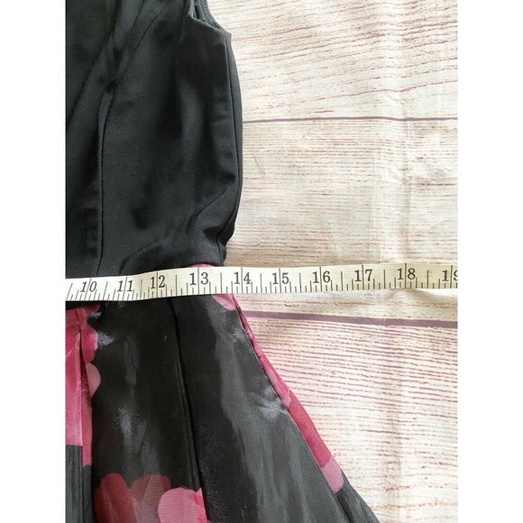 Eliza J Women's Jersey Black And Red Floral Ball Gown - 4 - Picture 9 of 13